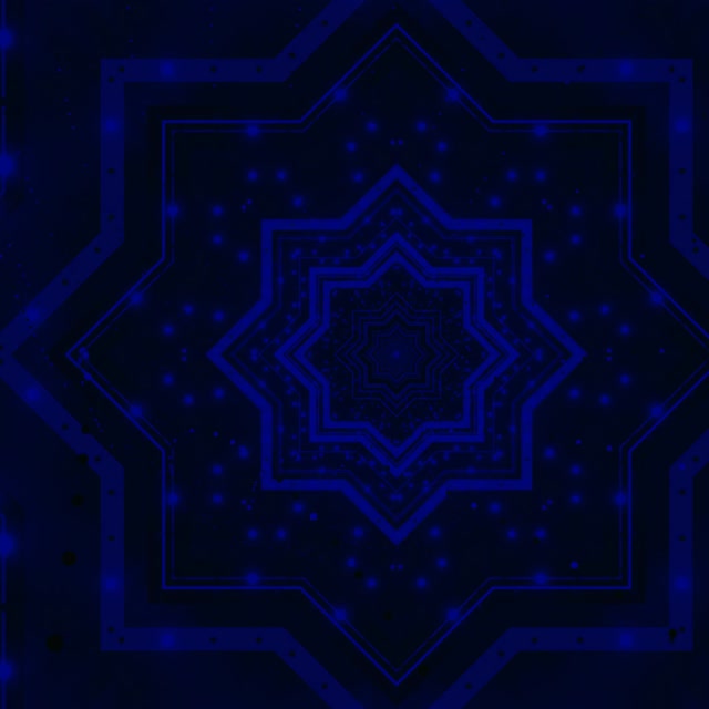 Neon Tunel Plava Zvijezda Mandala Vrtlog VJ Loop 1:1 Kvadrat 60fps Čuvar Ekrana