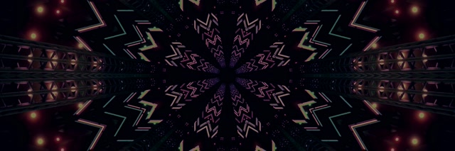 Neon Tunel Kaleidoskop Cik-Cak Prasak VJ Loop 3:1 Triple Wide 60fps Čuvar Ekrana