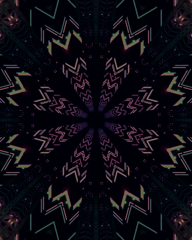 Neon Tunel Fraktalni Kaleidoskop Prasak VJ Loop 4:5 Instagram 60fps Čuvar Ekrana