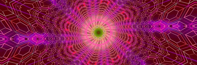 Neon Tunel Fraktal Kaleidoskop 3:1 Trostruko Širok 60fps Screensaver VJ Loop