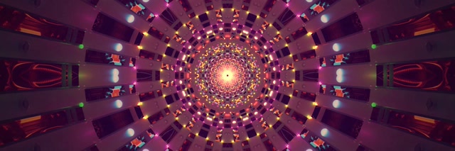 Neon Tunel Kaleidoskop Prasak Vj Loop 3:1 Triple Wide 60fps Čuvar Ekrana