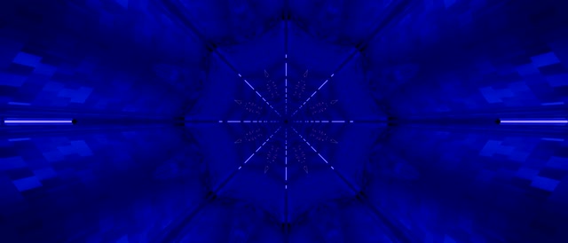 Neon Tunel Plavi Kaleidoskop Zvijezda VJ Loop 21:9 Ultrawide 60fps Čuvar Ekrana