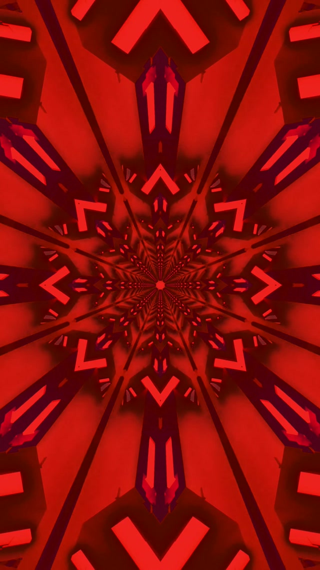 Crveni Fraktal Kaleidoskop Neon Tunel VJLoops 9:16 Reels 60fps Čuvar Ekrana