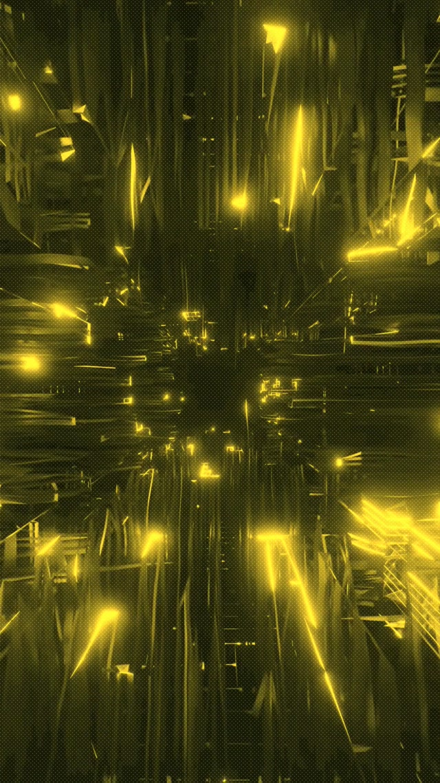 Neon Tunel Žuta Glitch Mreža VJ Loop 9:16 Reels 60fps Čuvar Ekrana