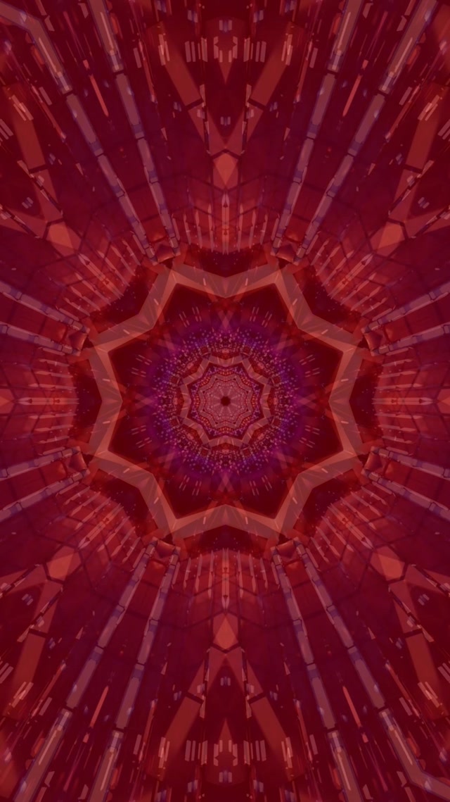Neon Tunel Crvena Zvijezda Kaleidoskop Vj Loop 9:16 Reels 60fps Screensaver