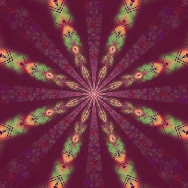 Neon Tunel Fraktalni Kaleidoskop Prasak VJ Loop 1:1 Kvadrat 60fps Screensaver