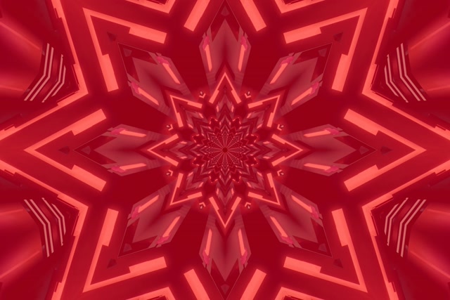 Neon Tunnel Red Star Kaleidoscope VJ Loop 3:2 surface 60fps Screensaver
