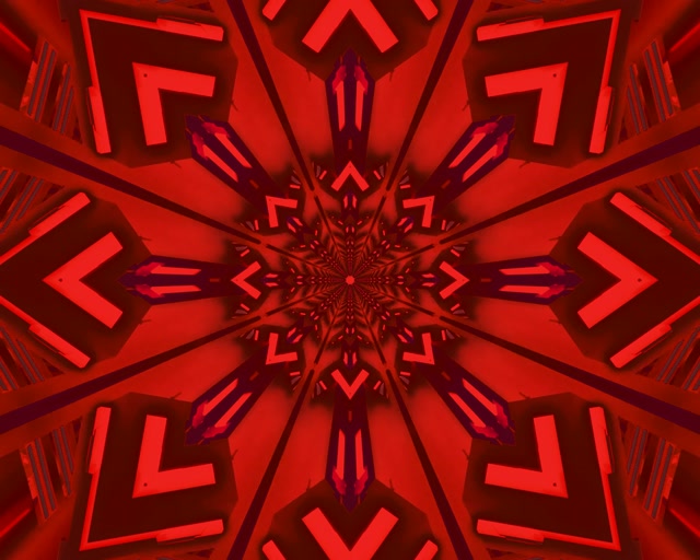 Red Fractal Kaleidoscope Neon Tunnel 5:4 industrial 60fps Screensaver Vj loop
