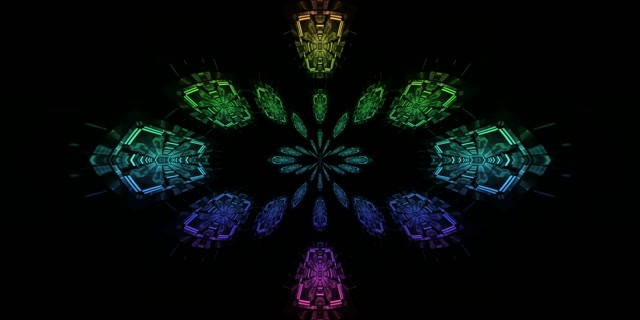 Neon Tunnel Kaleidoscope Vj Loop 2:1 Univisium 60fps Screensaver Rainbow Fractal Burst