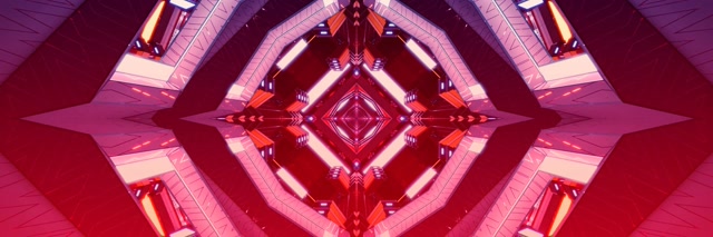 Vj Loop Red Diamond Kaleidoscope Neon Tunnel 3:1 Triple Wide 60fps Screensaver