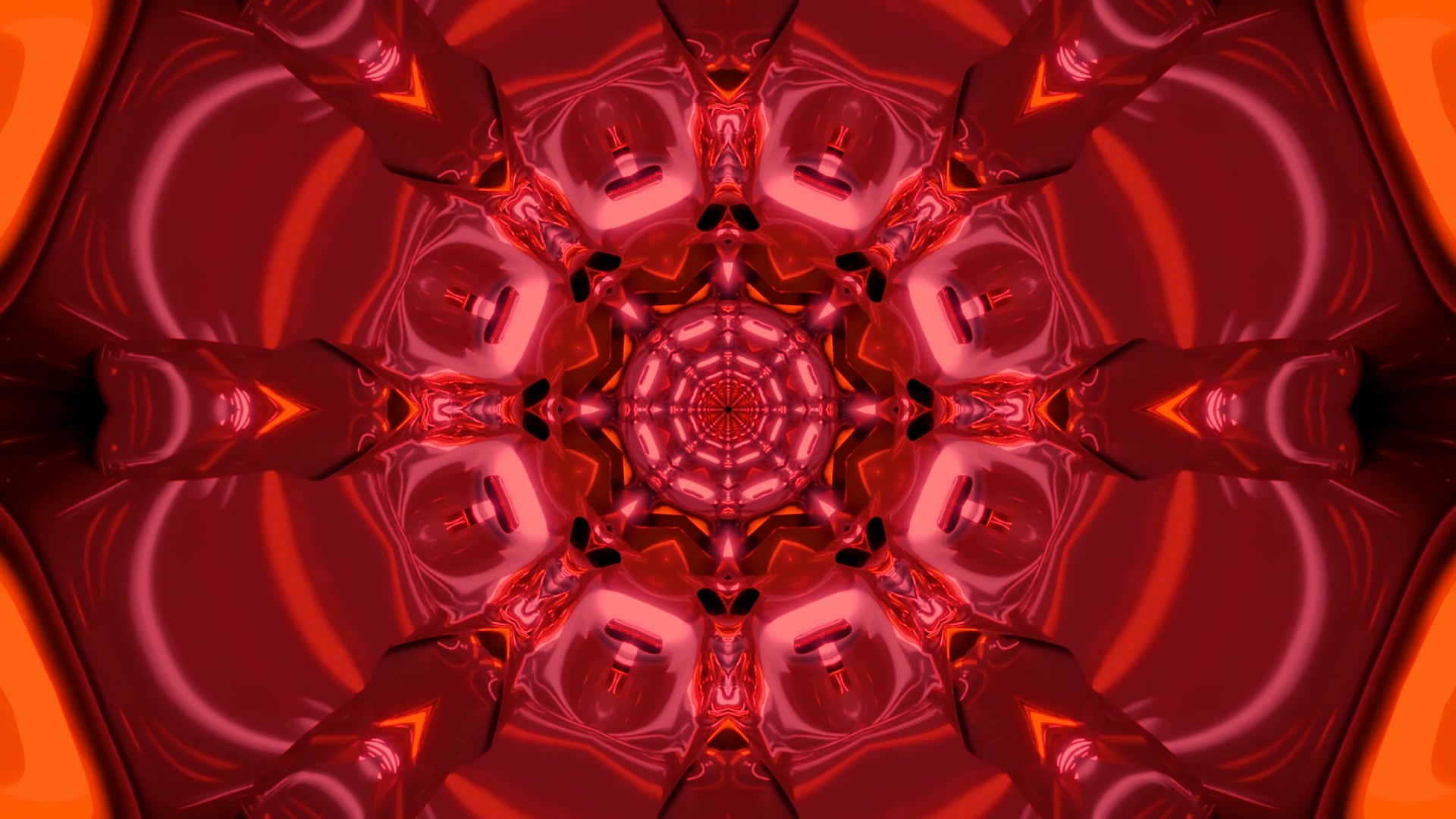 piros neon tunnel kaleidoszkóp minta képernyővédő windows 10 4K UHD 60fps VJLoops