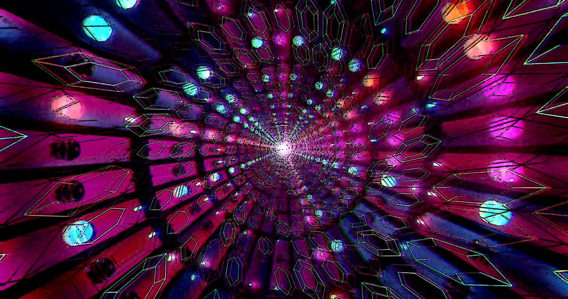 neon alagút képernyővédő 4k uhd 60fps hatszög lila rózsaszín kék vj loop windows 11