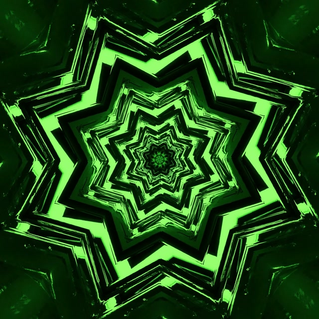 Neon Alagút Zöld Csillag Örvény Vj Loop 1:1 Square 60fps Képernyővédő