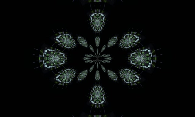 VJ Loop Neon Alagút Zöld Kaleidoszkóp Mandala 5:3 Széles 60fps Képernyővédő