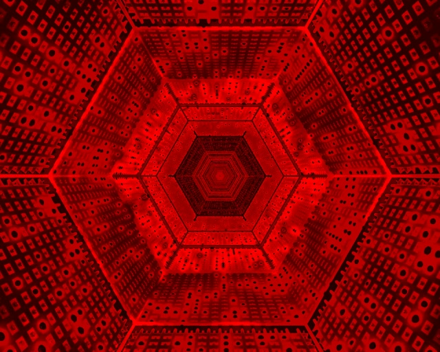 Neoncső Alagút Vörös Hatszög Örvény VJ Loop 5:4 Ipari 60fps Képernyővédő