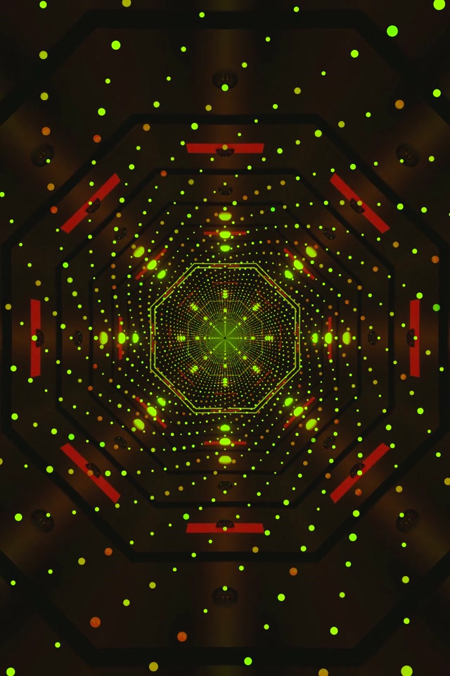 Neon Tunnel Képernyővédő 60fps Zöld Pontok VJLoops 2:3 Fotó Portré PC