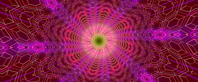 Neon Tunnel Kaleidoszkóp Örvény VJ Loop 2.39:1 Cinemascope 60fps Képernyővédő