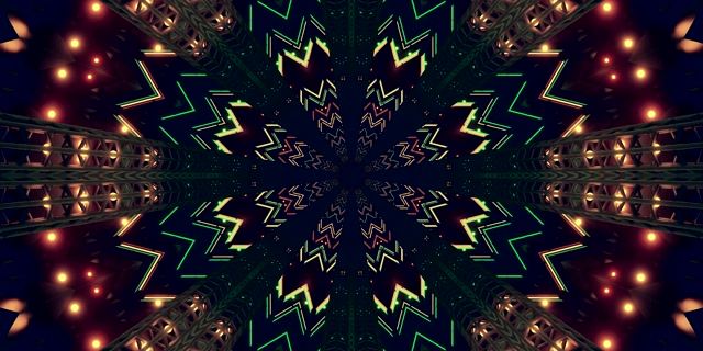 Neon Tunnel Zöld Csillag Képernyővédő 2:1 Univisium 60fps VJ Loop Képernyővédő PC