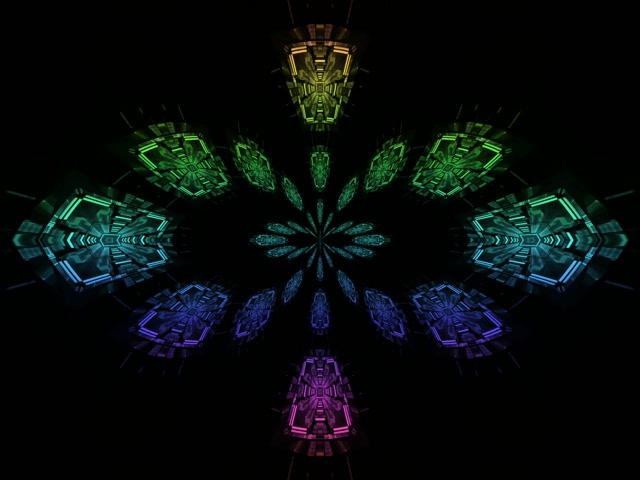 Neoncső Alagút Kaleidoszkóp Virág VJ Loop 4:3 Klasszikus 60fps Képernyővédő