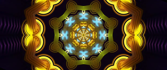 Arany Neon Tunnel Kaleidoszkóp Képernyővédő 2.39:1 Cinemascope 60fps VJLoops