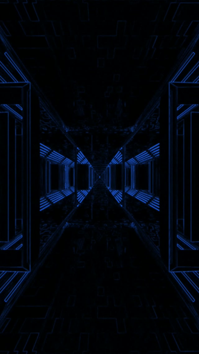Neon Tunnel Kék Rács VJLoops 9:16 Reels 60fps Képernyővédő