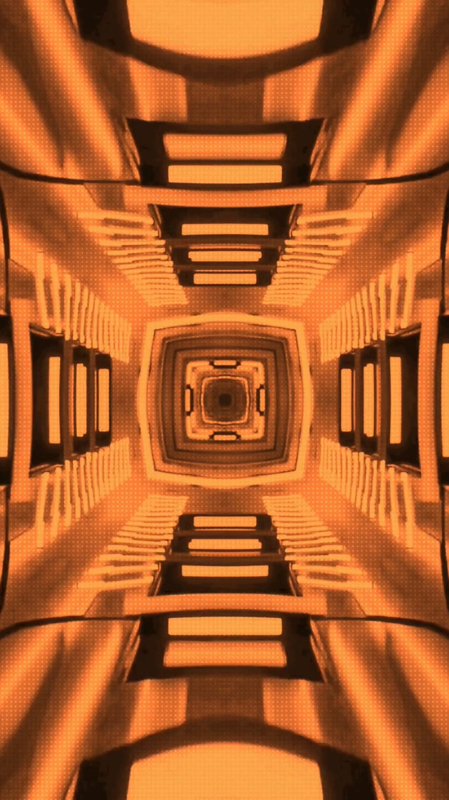 Neoncső Alagút Narancssárga Fraktál Örvény VJ Loop 9:16 Reels 60fps Képernyővédő