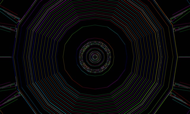 Neon Tunnel Concentric Octagon Vortex 5:3 Wide 60fps VJ Loop Screensaver