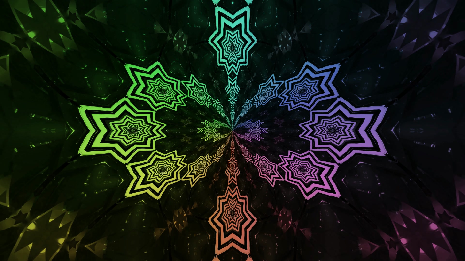 Terowongan Neon Bintang Pelangi Screensaver 4K UHD 60fps VJLoops