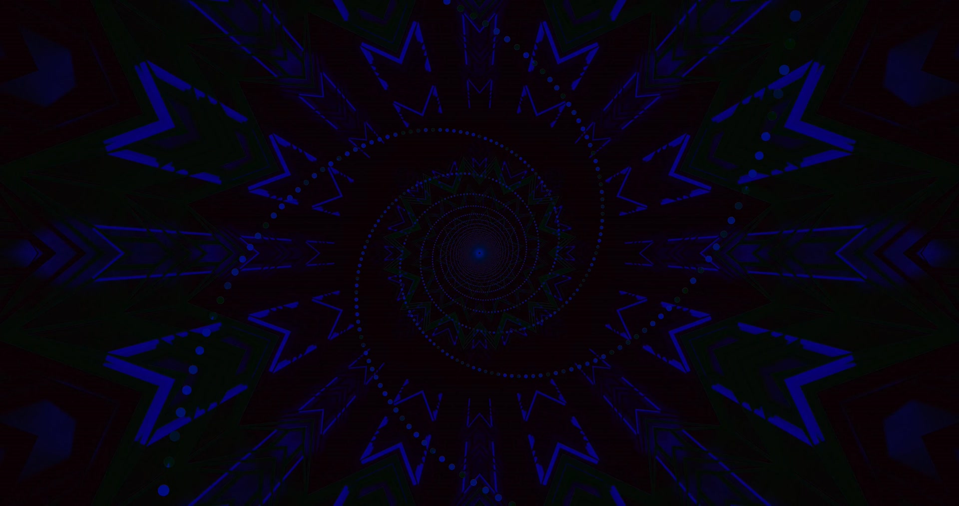 Terowongan Neon Biru Mandala Screensaver 4K UHD 60fps VJ Loop