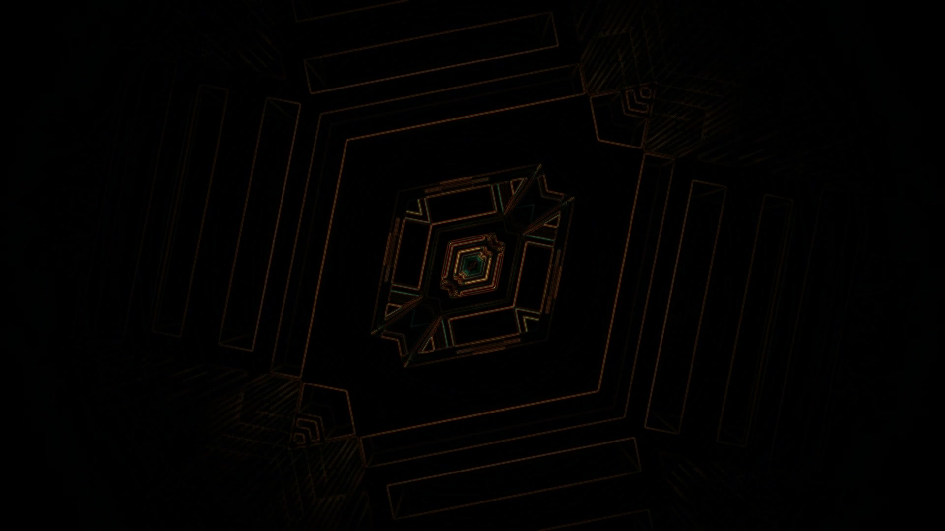 Terowongan Neon Emas Gelap Screensaver 4K UHD 60fps VJ Loop