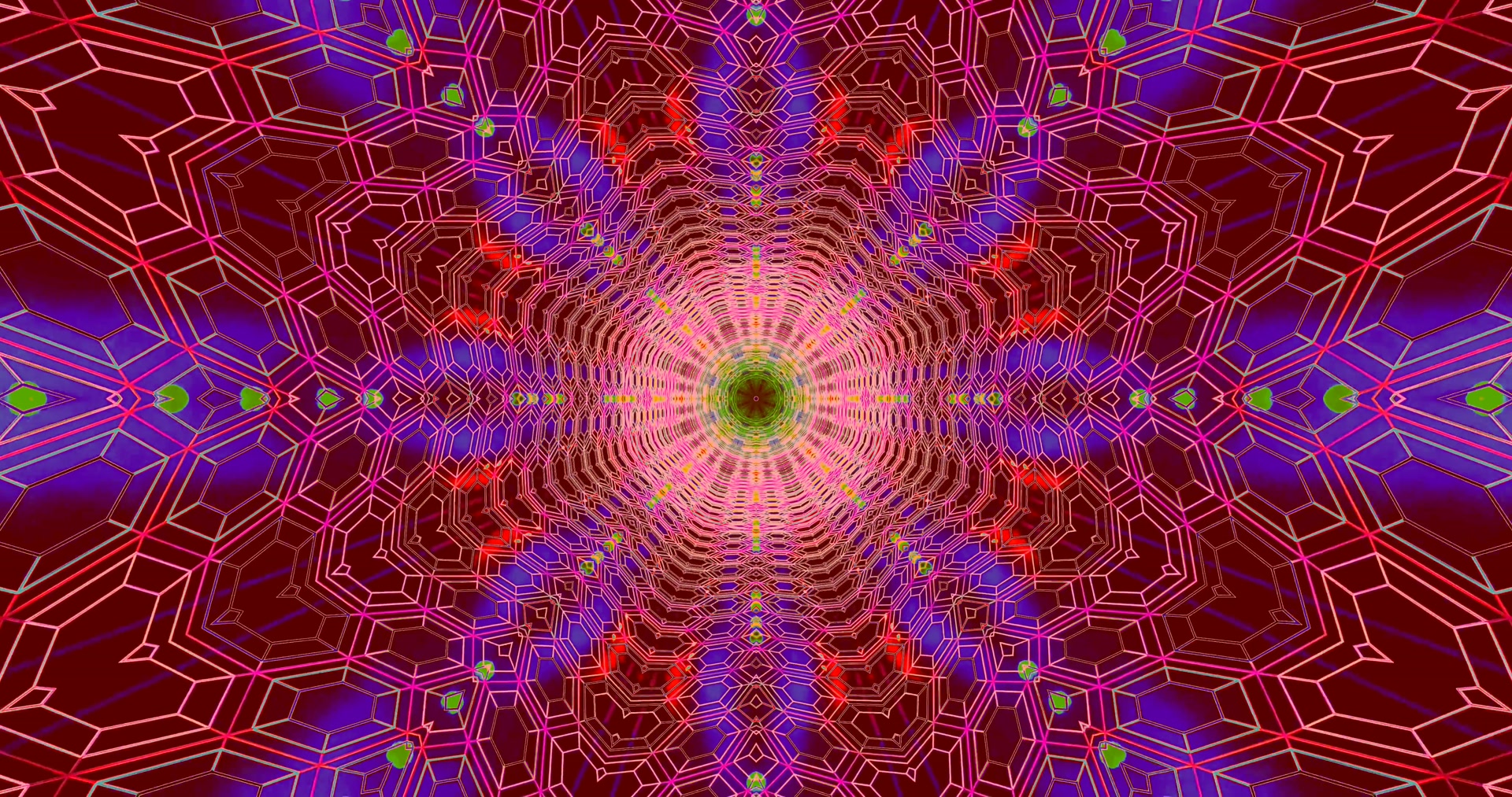 Neon Tunnel Psikedelik Merah Ungu 4K UHD 60fps Screensaver VJ Clip