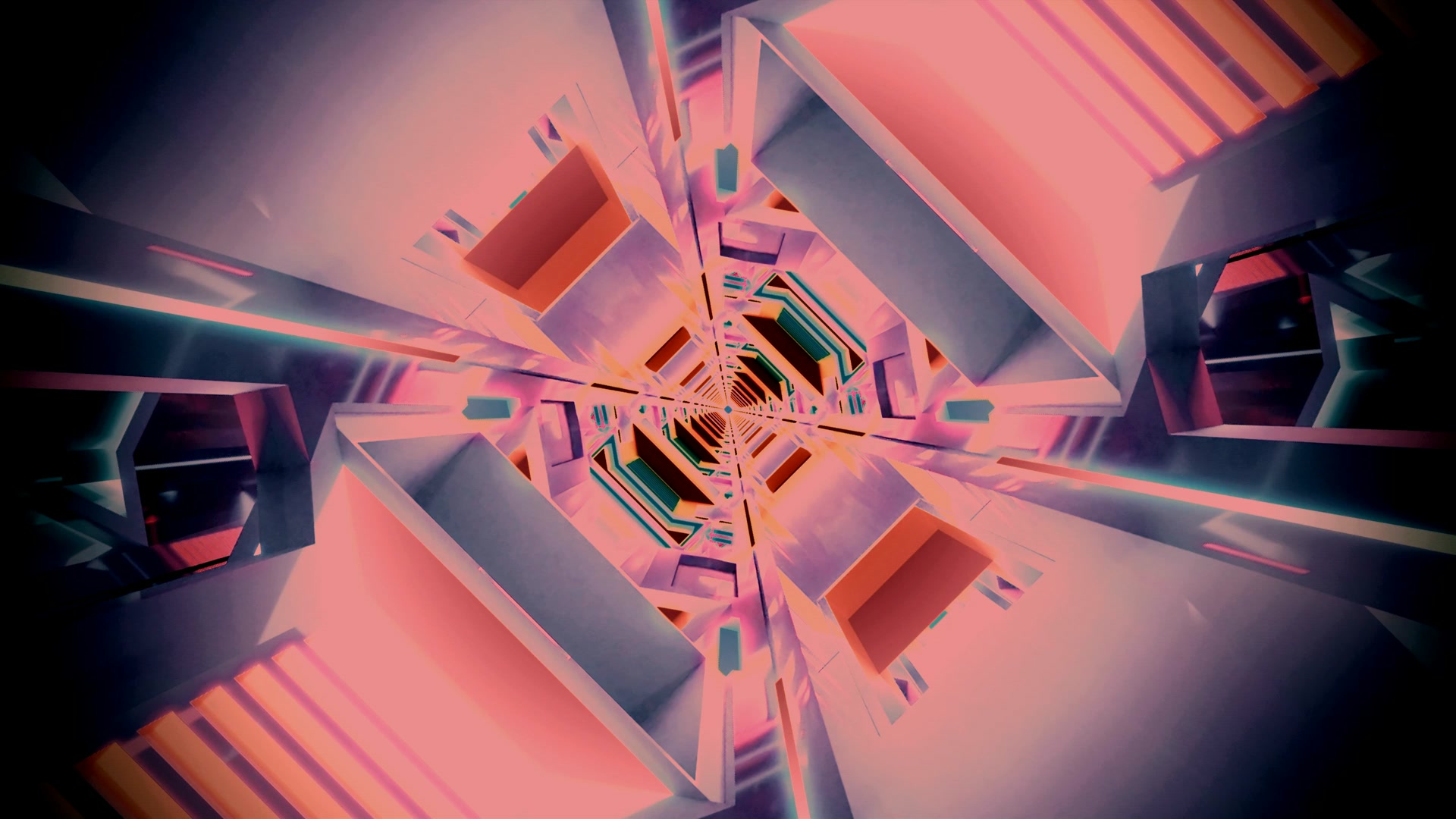 Terowongan Neon Screensaver 4K UHD 60fps Pusaran Pink VJ Loop