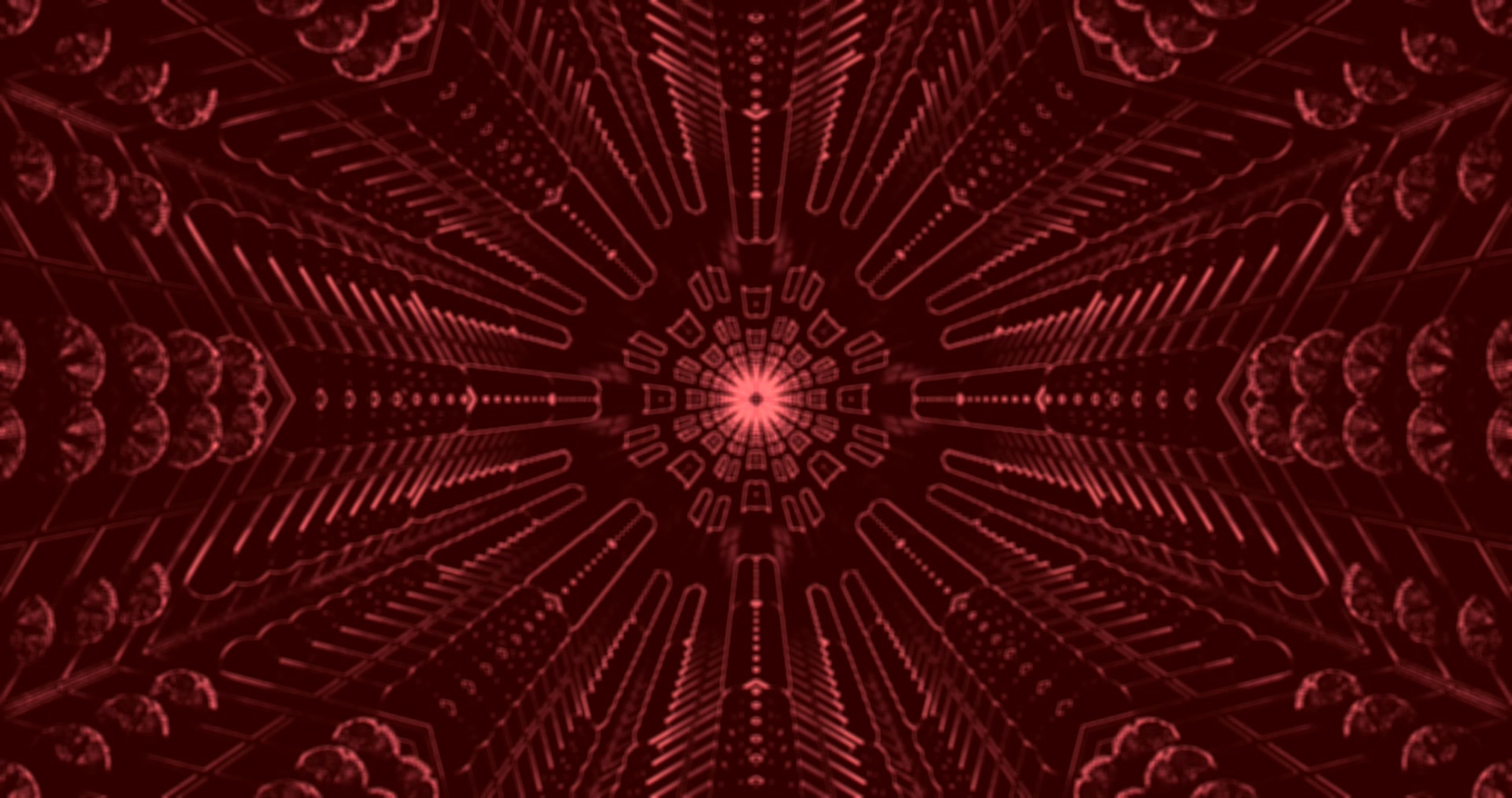 Terowongan Neon Mandala Merah Tua 4K UHD 60fps Screensaver VJ Visual