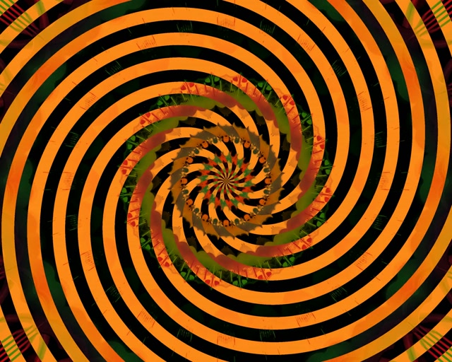 Terowongan Neon Spiral Orange Hitam Berputar VJLoops 60fps 5:4 Industrial Screensaver