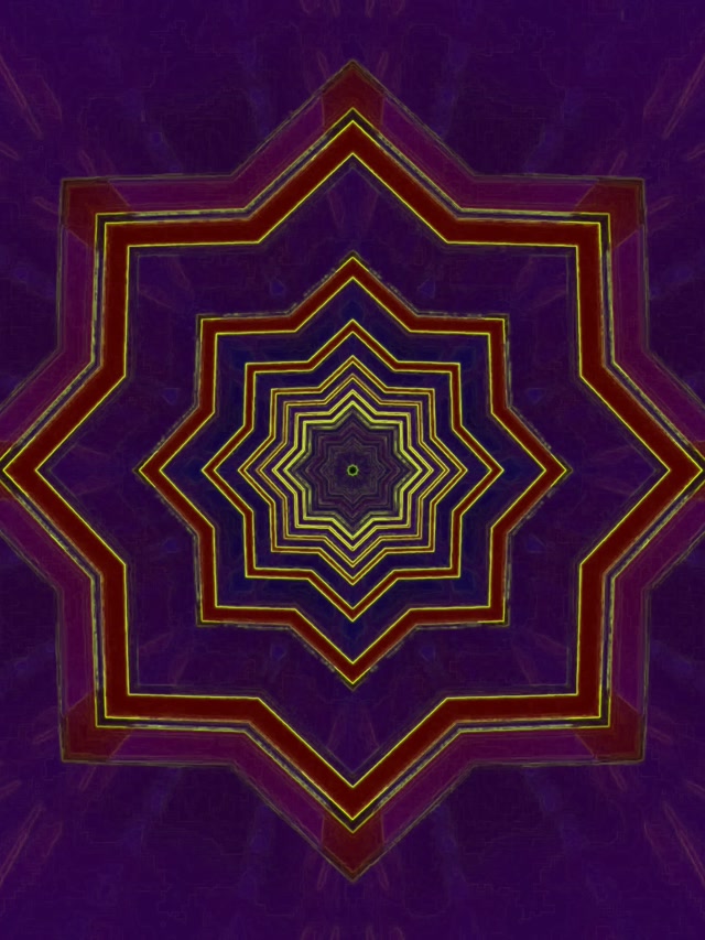 Neon Tunnel 8-Point Star Vortex Purple Red Vj Loop 3:4 iPad Portrait 60fps Screensaver