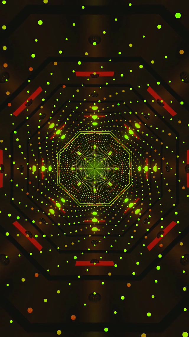 Screensaver Terowongan Neon Titik Hijau 9:16 Reels 60fps VJLoops