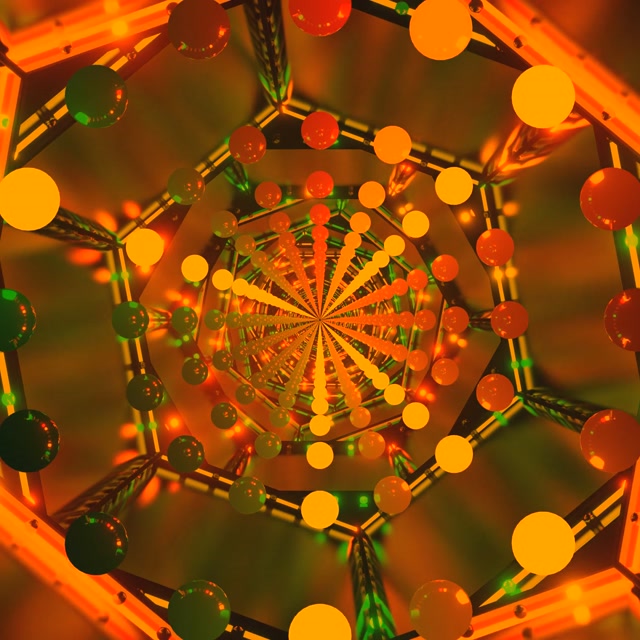 Screensaver Terowongan Neon Orb Oranye 1:1 Persegi 60fps VJLoops PC