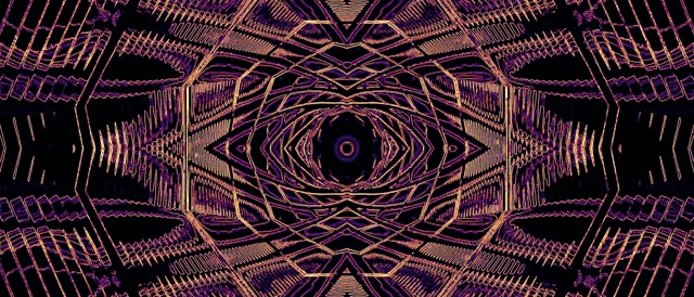 Vj loop Terowongan Neon Ungu Emas Kaleidoskop 21:9 Ultrawide 60fps Screensaver