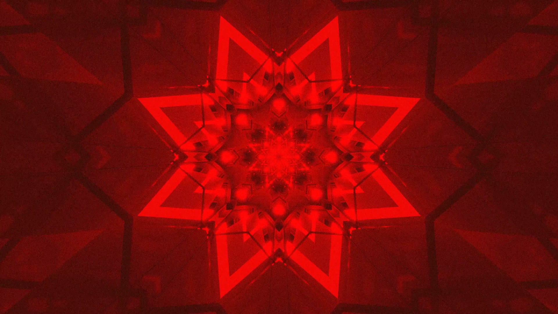 Terowongan Neon Kaleidoskop Bintang Merah Screensaver 4K UHD 60fps VJ Loop