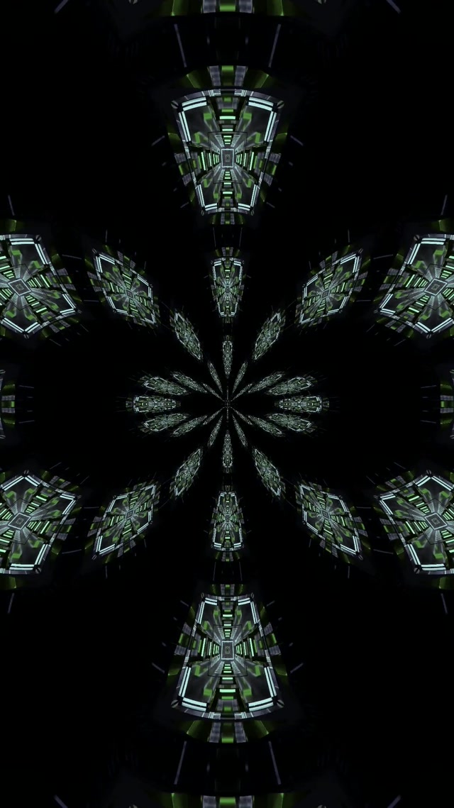 Terowongan Neon Sci-Fi Kaleidoskop VJ Loop 9:16 Reels 60fps Screensaver