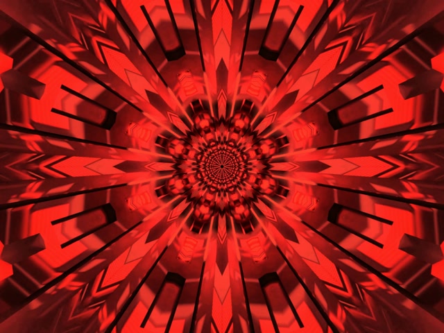Terowongan Neon Fraktal Merah Kaleidoskop Burst VJ Loop 4:3 Klasik 60fps Screensaver