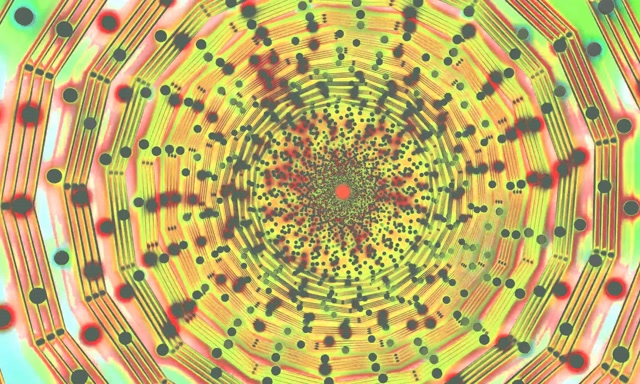 Terowongan Neon Pusaran Matrix Titik VJ Loop 5:3 Wide 60fps Screensaver