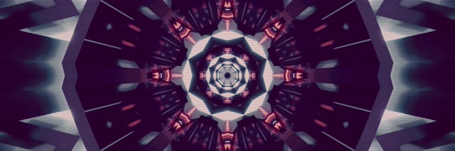 Terowongan Neon Vortex Kaleidoskop VJ Loop 3:1 Triple Wide 60fps Screensaver