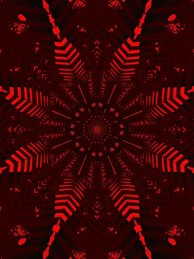 Terowongan Neon Merah Bintang 8-Titik Pusaran Screensaver 3:4 iPad Portrait 60fps VJ Loop