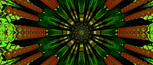 Terowongan Neon Kaleidoskop Merah Ledakan VJ Loop 21:9 Ultrawide 60fps Screensaver