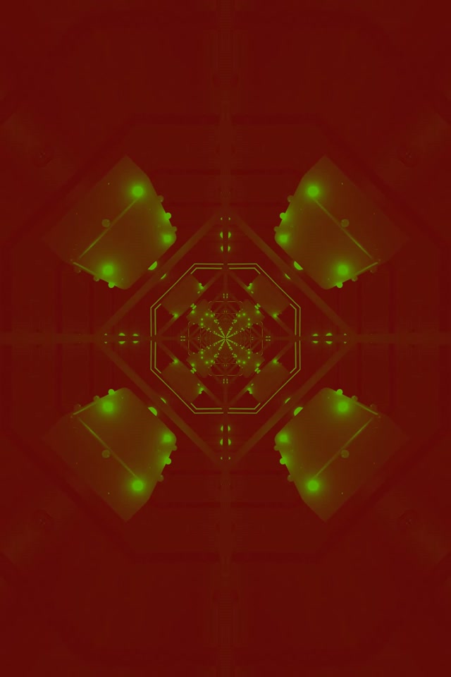 Terowongan Neon Vorteks Oktagon Hijau VJ Loop 2:3 Photo Portrait 60fps Screensaver