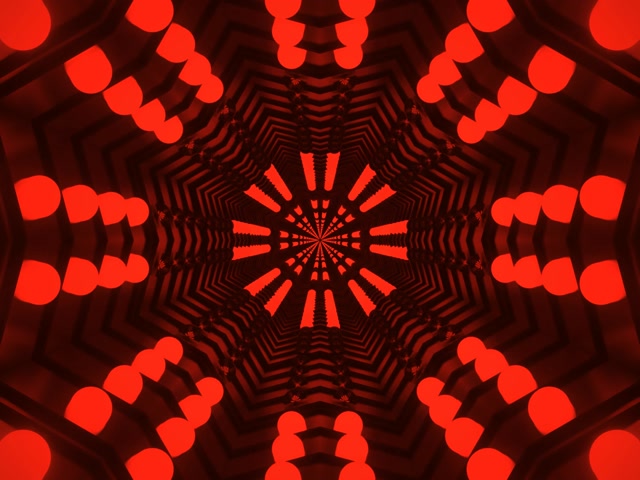 Terowongan Neon Kaleidoskop Merah VJ Loop 4:3 Klasik 60fps Screensaver