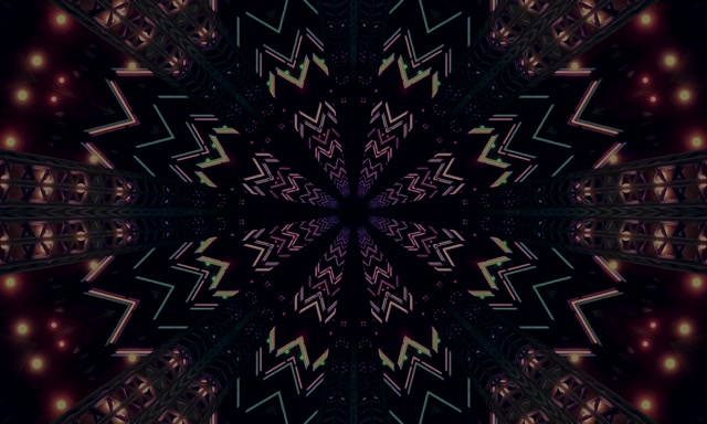Terowongan Neon Kaleidoskop Bintang Ledakan VJ Loop 5:3 Wide 60fps Screensaver