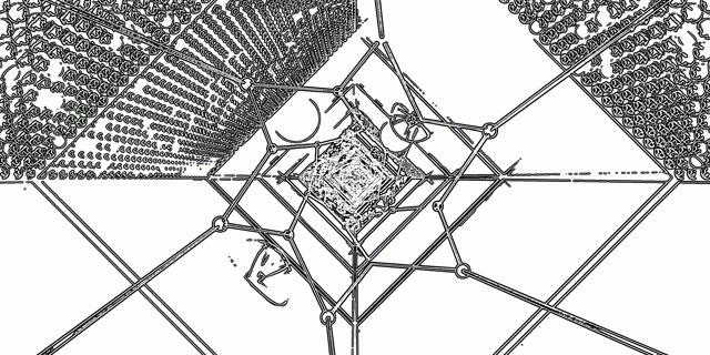 Terowongan Neon Geometris Hitam Putih screensaver pc 60fps 2:1 univisium Vj loop