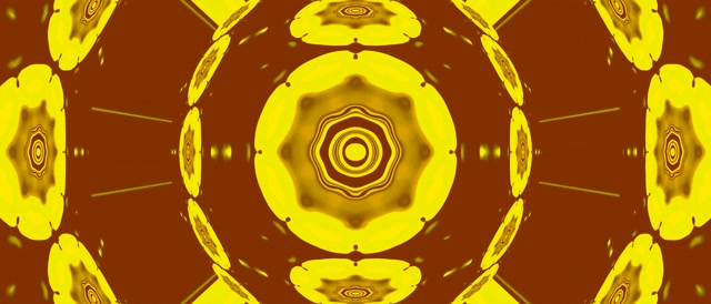 Terowongan Neon Emas Mandala Kaleidoskop VJLoops 21:9 Ultrawide 60fps Screensaver